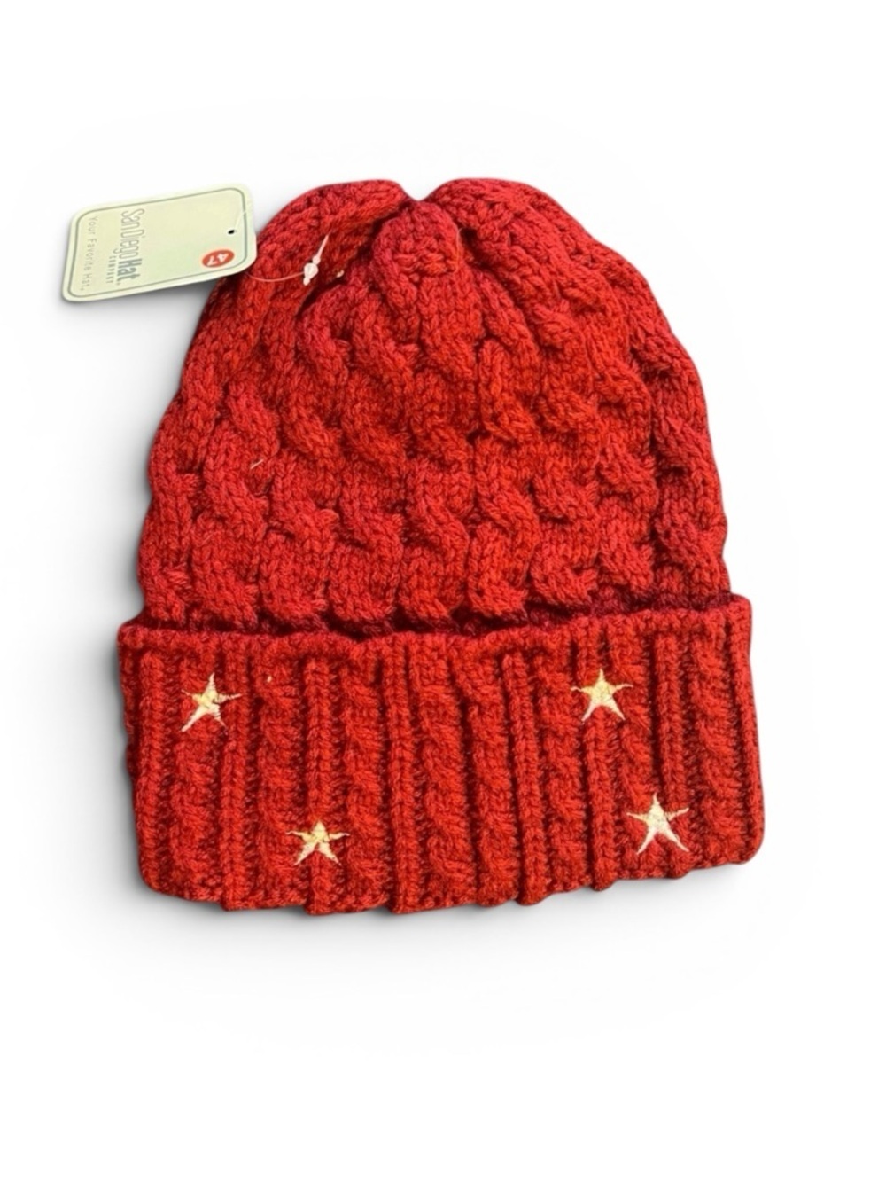 San Diego Hat Company Red Cable Knit Beanie – Women’s O/S
